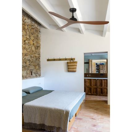 FARO 33447WT - Plafonski ventilator GOTLAND L, braon/crna, prečnik 132 cm, Wi‑Fi Tuya + daljinsko upravljanje