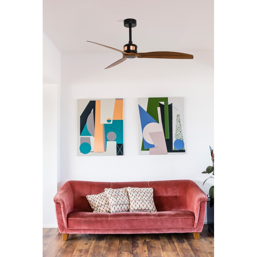 FARO 33451WT - Plafonski ventilator COPPER FAN M, prečnik 128 cm, smeđa/crna, Wi‑Fi Tuya + daljinski upravljač