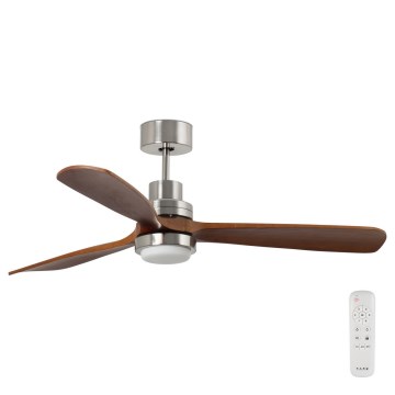 FARO 33463DC - LED stropni ventilator LANTAU LED/12W/230V drvo/mat hrom, prečnik 168 cm + daljinski upravljač