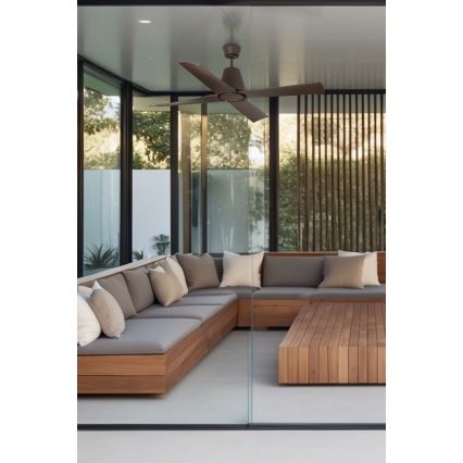 FARO 33490 - Plafonski ventilator TYPHOON IP44 braon + daljinsko upravljanje