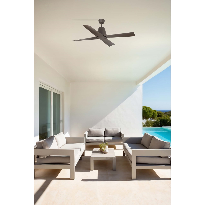 FARO 33490 - Plafonski ventilator TYPHOON IP44 braon + daljinsko upravljanje