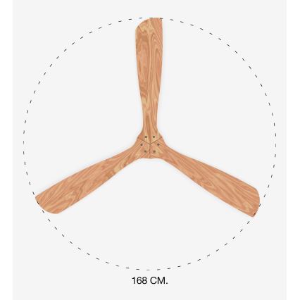 FARO 33504DC - Plafonski ventilator LANTAU XL drvo/matni hrom prečnika 168 cm + daljinski upravljač