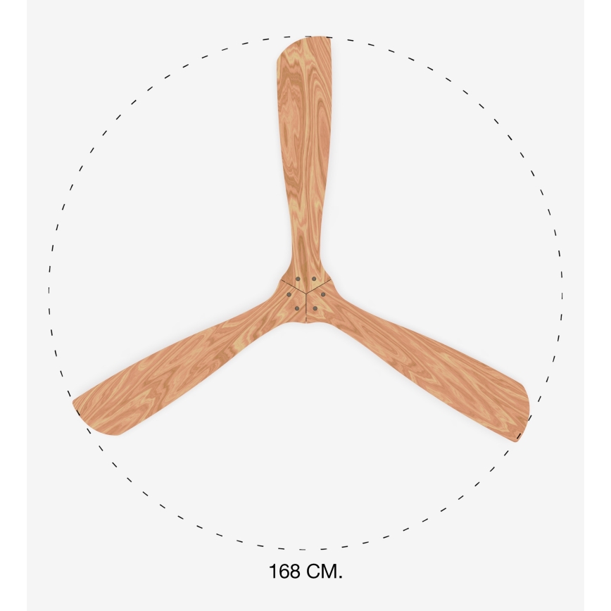 FARO 33504DC - Plafonski ventilator LANTAU XL drvo/matni hrom prečnika 168 cm + daljinski upravljač