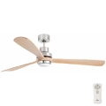 FARO 33505DC - LED plafonski ventilator LANTAU XL LED/15W/230V drvo/mat hrom prečnik 168 cm + daljinski upravljač