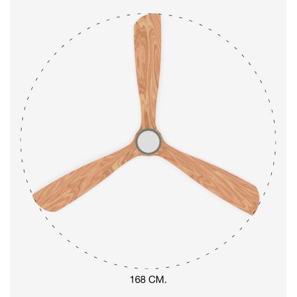 FARO 33505DC - LED plafonski ventilator LANTAU XL LED/15W/230V drvo/mat hrom prečnik 168 cm + daljinski upravljač