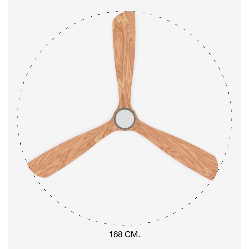 FARO 33505DC - LED plafonski ventilator LANTAU XL LED/15W/230V drvo/mat hrom prečnik 168 cm + daljinski upravljač