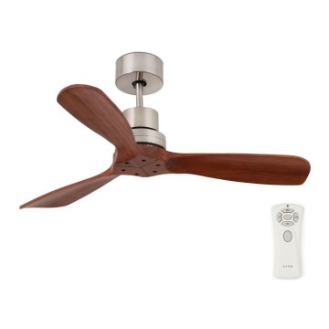 FARO 33508DC - Plafonski ventilator MINI LANTAU, mat hrom/braon, Ø 108 cm + daljinski upravljač