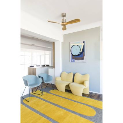 FARO 33509DC - Plafonski ventilator MINI LANTAU, matni hrom/drvo, prečnik 107 cm + daljinski upravljač