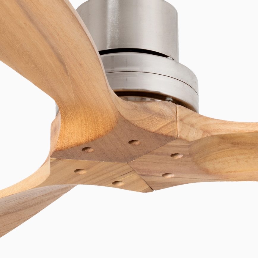 FARO 33509DC - Plafonski ventilator MINI LANTAU, matni hrom/drvo, prečnik 107 cm + daljinski upravljač