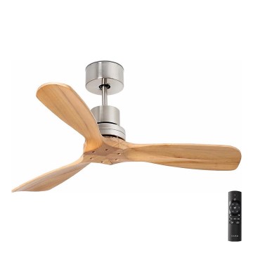 FARO 33509DC - Plafonski ventilator MINI LANTAU, matni hrom/drvo, prečnik 107 cm + daljinski upravljač