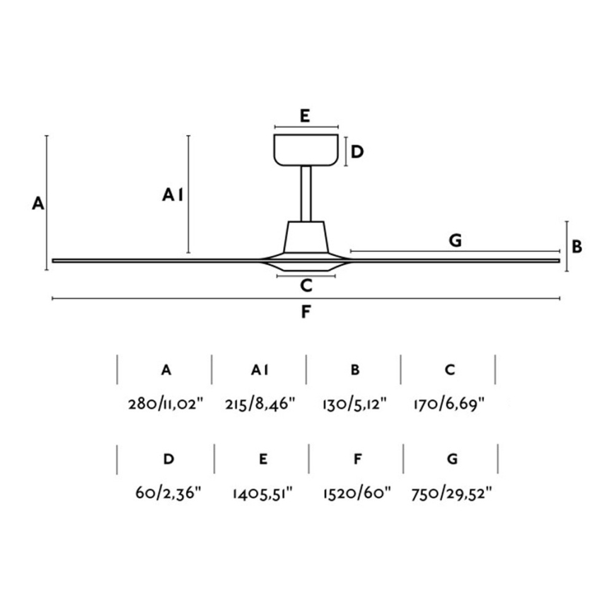 FARO 33511 - Plafonski ventilator MOREA, prečnik 152 cm + daljinski upravljač