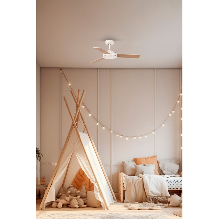 FARO 33603DC - Plafonski ventilator MINI MALLORCA S, smeđi/beli, prečnik 106 cm + daljinski upravljač