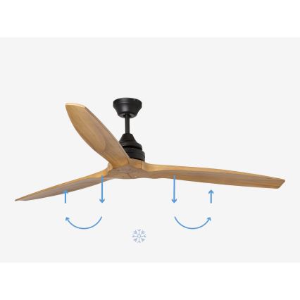 FARO 33718DC - Plafonski ventilator ALO L, drvo/crna, prečnik 152 cm + daljinski upravljač