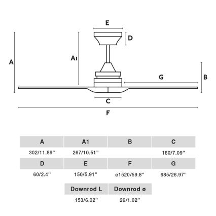 FARO 33718DC - Plafonski ventilator ALO L, drvo/crna, prečnik 152 cm + daljinski upravljač
