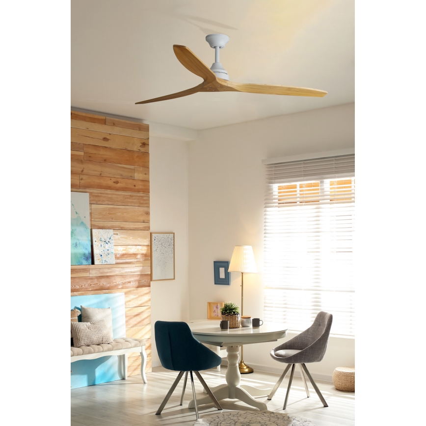 FARO 33728DC - Plafonski ventilator ALO L drvo/bela, prečnik 152 cm, sa daljinskim upravljačem