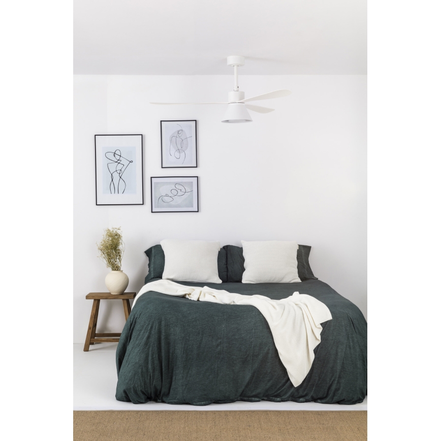 FARO 33760WT-22 - LED prigušiva plafonski ventilator AMELIA L CONE LED/20W/230V 2700/3500/5000K bela Ø 132 cm Wi‑Fi Tuya + daljinski upravljač