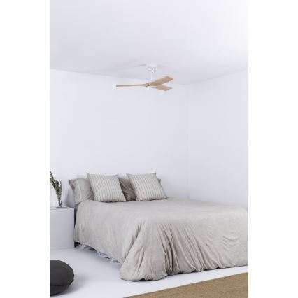 FARO 33805WT - Plafonski ventilator HEYWOOD S, drvo/bela, prečnika 90 cm, Wi‑Fi Tuya + daljinski upravljač