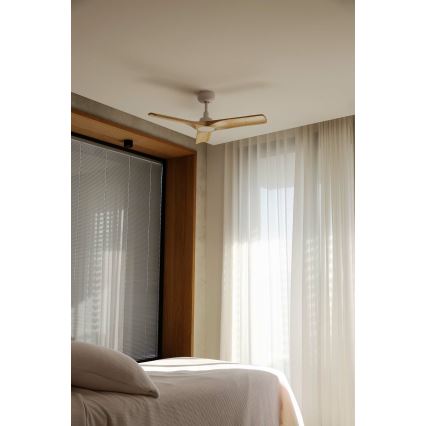 FARO 33805WT - Plafonski ventilator HEYWOOD S, drvo/bela, prečnika 90 cm, Wi‑Fi Tuya + daljinski upravljač