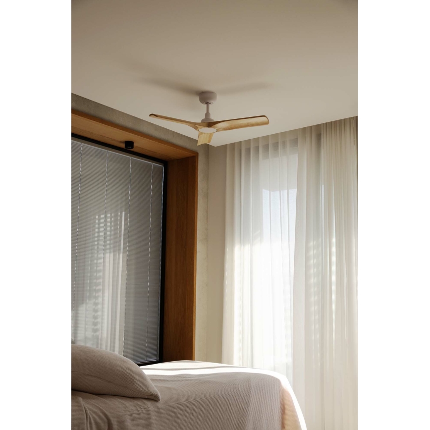FARO 33805WT - Plafonski ventilator HEYWOOD S, drvo/bela, prečnika 90 cm, Wi‑Fi Tuya + daljinski upravljač