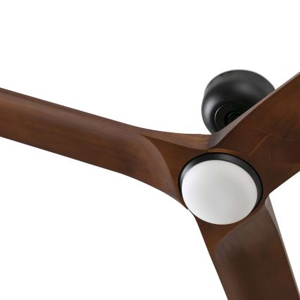 FARO 33806WT-1TW - LED prigušiva plafonski ventilator HEYWOOD S /LED/10W/230V 2700/4000/6000K drvo/crna prečnik 90 cm Wi-Fi Tuya + daljinski upravljač