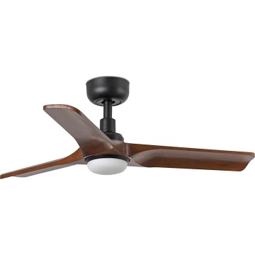 FARO 33806WT1S - LED prigušiva stropni ventilator HEYWOOD S s LED/10W/230V 2700/3000/4000K, prečnik 90 cm, drvo/crna, Wi‑Fi Tuya + daljinski upravljač