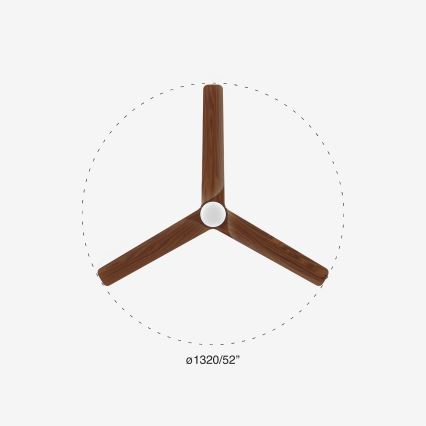 FARO 33809-1TW - LED prigušiva ventilator HEYWOOD LED/10W/230V 2700/4000/6500K prečnik 132 cm + daljinski upravljač