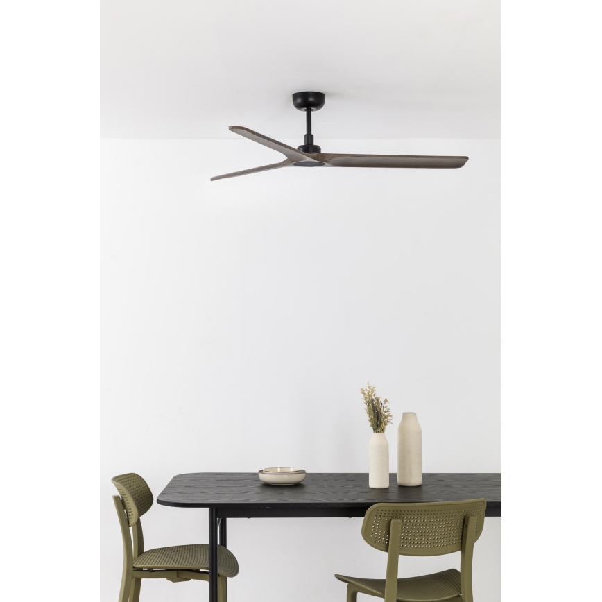 FARO 33809WT - Plafonski ventilator HEYWOOD L drvo/crna prečnik 132 cm Wi-Fi Tuya + daljinski upravljač