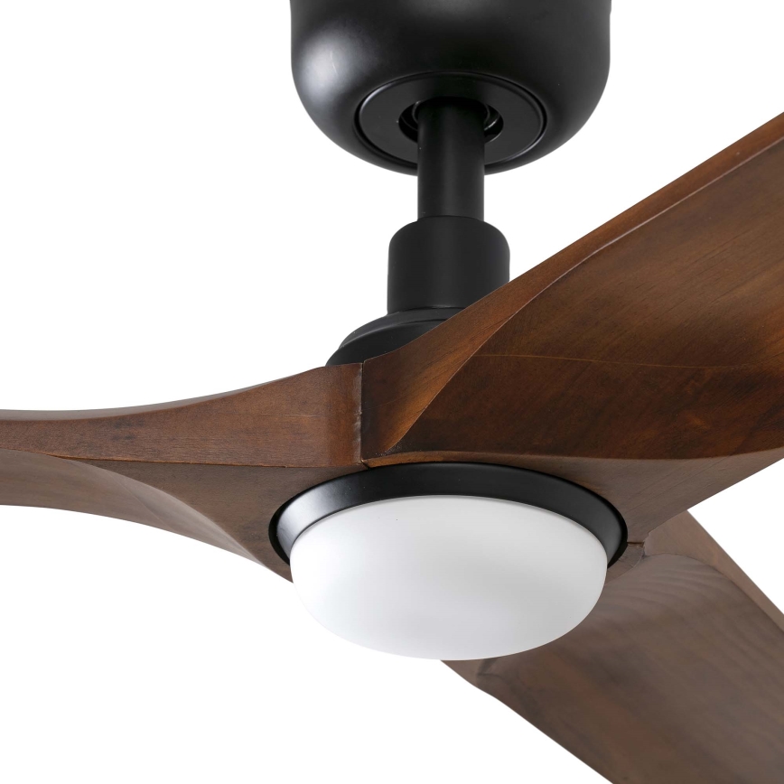 FARO 33809WT1S - LED prigušiva stropni ventilator HEYWOOD L LED/10W/230V 2700/3000/4000K pr. 132 cm drvo/crna Wi‑Fi Tuya + daljinski upravljač