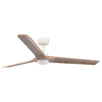 FARO 33810-1TW - LED prigušiva stropni ventilator HEYWOOD L LED/10W/230V 2700/3000/4000K drvo/bela, prečnik 132 cm + daljinski upravljač