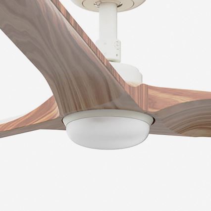 FARO 33810-1TW - LED prigušiva stropni ventilator HEYWOOD L LED/10W/230V 2700/3000/4000K drvo/bela, prečnik 132 cm + daljinski upravljač