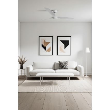 FARO 33814WT - Plafonski ventilator PUNT M, beo, prečnik 132 cm, Wi-Fi Tuya + daljinski upravljač