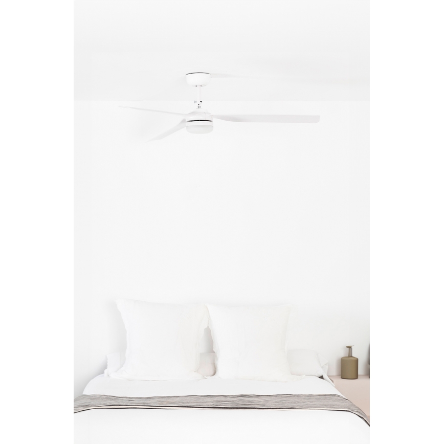 FARO 33814WT1S - LED prigušiva plafonski ventilator PUNT M LED/18W/230V 2700/3000/4000K prečnik 132 cm bela Wi‑Fi Tuya + daljinski upravljač