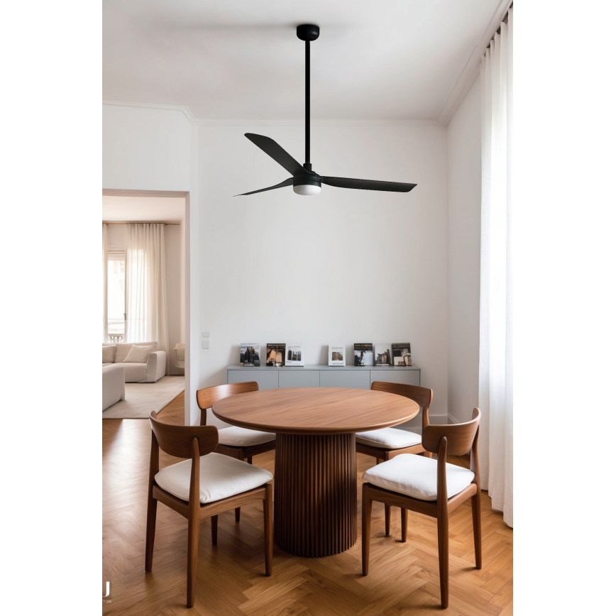 FARO 33815WT1S - LED prigušiva plafonski ventilator PUNT M LED/18W/230V 2700/3000/4000K prečnik 132 cm crna Wi-Fi Tuya + daljinski upravljač