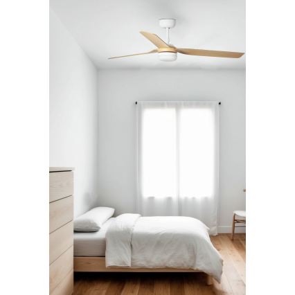 FARO 33816WT1S - LED prigušiva plafonski ventilator PUNT M LED/18W/230V 2700/3000/4000K prečnik 132 cm bež/bela Wi-Fi Tuya + daljinski upravljač