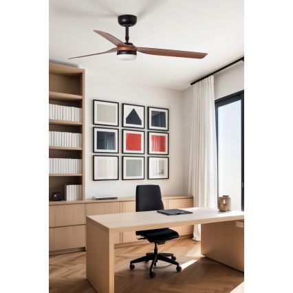 FARO 33817WT-21 - LED prigušiva plafonski ventilator PUNT M LED/18W/230V, braon/crna, prečnik 132 cm, Wi-Fi Tuya + daljinsko upravljanje