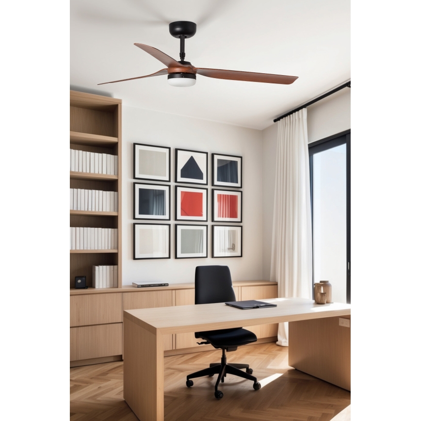 FARO 33817WT-21 - LED prigušiva plafonski ventilator PUNT M LED/18W/230V, braon/crna, prečnik 132 cm, Wi-Fi Tuya + daljinsko upravljanje
