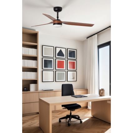 FARO 33817WT1S - LED prigušiva plafonski ventilator PUNT M LED/18W/230V 2700/3000/4000K prečnik 132 cm smeđa/crna Wi-Fi Tuya + daljinski upravljač
