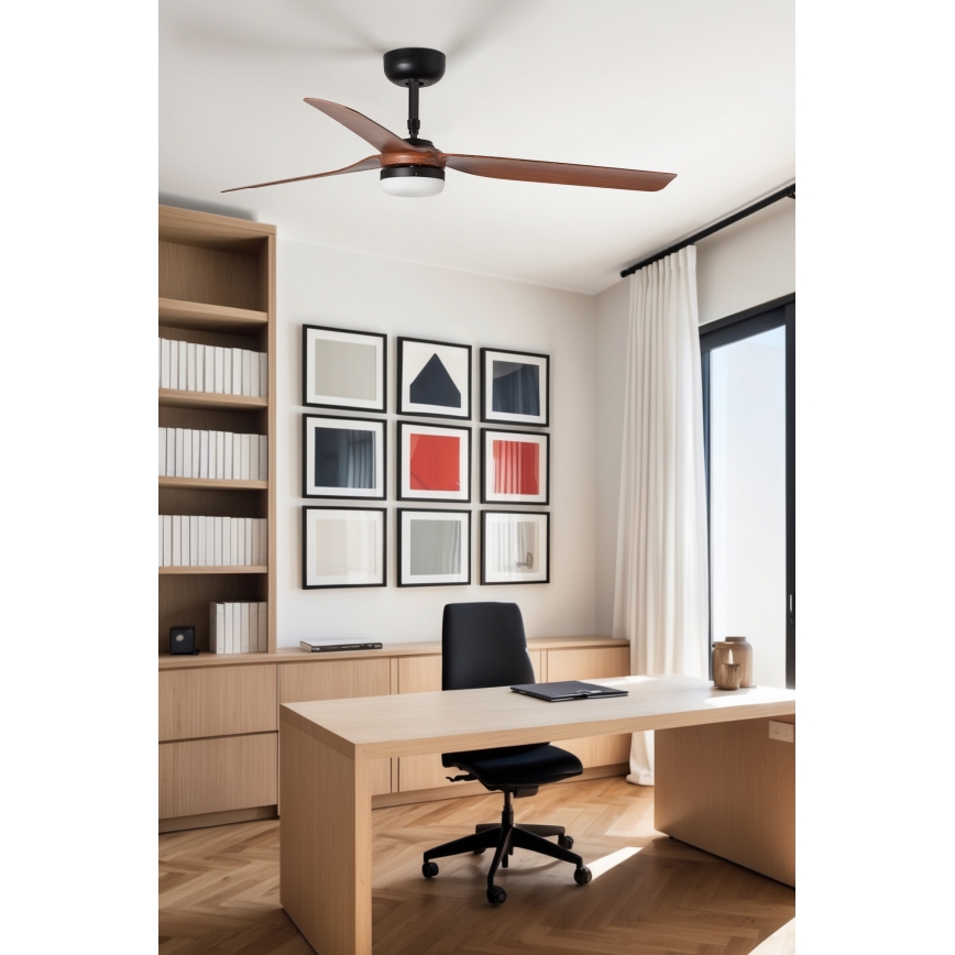 FARO 33817WT1S - LED prigušiva plafonski ventilator PUNT M LED/18W/230V 2700/3000/4000K prečnik 132 cm smeđa/crna Wi-Fi Tuya + daljinski upravljač