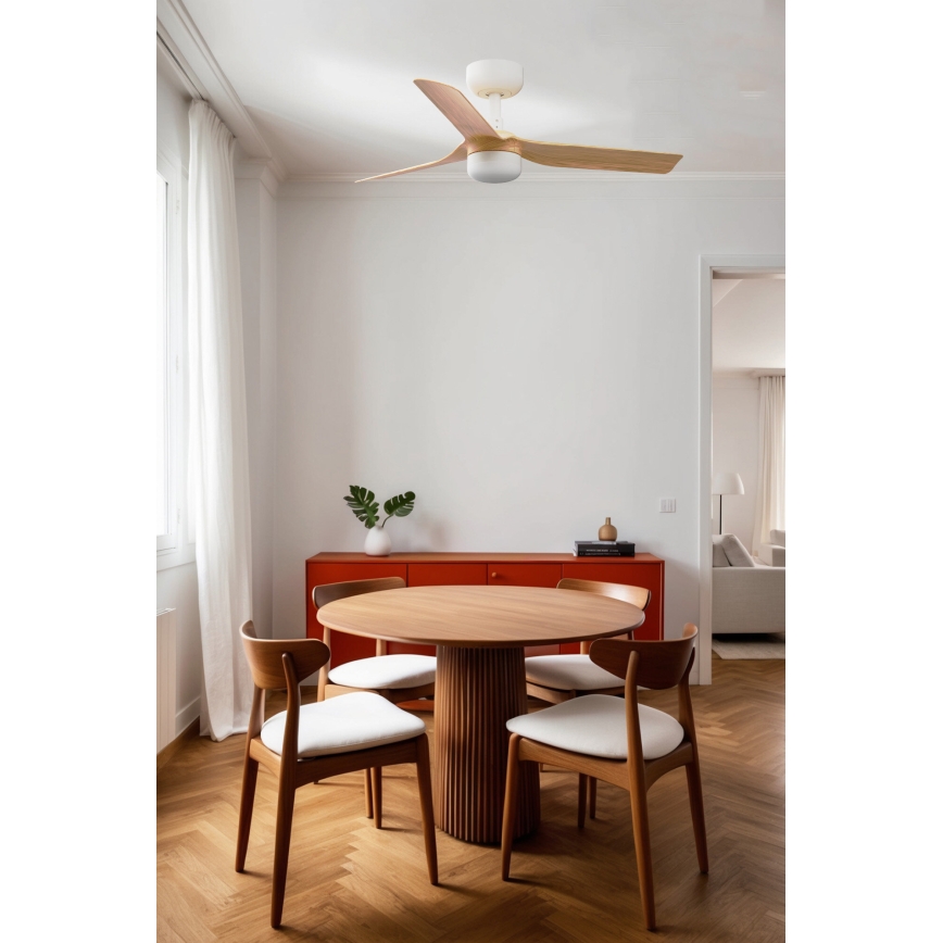 FARO 33821WT-1TW - LED prigušiva plafonski ventilator MINI PUNT sa LED/10W/230V 2700/4000/6000K, braon/bela, prečnik 90 cm, Wi-Fi Tuya + daljinski upravljač