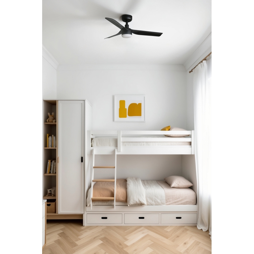 FARO 33822-1TW - LED prigušiva plafonski ventilator MINI PUNT sa LED/10W 2700/4000/6000K crna prečnik 90 cm + daljinski upravljač