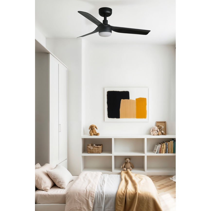 FARO 33822WT-1TW - LED prigušiva plafonski ventilator MINI PUNT S LED/10W/230V 2700/4000/6000K crna prečnika 90 cm Wi-Fi Tuya + daljinski upravljač