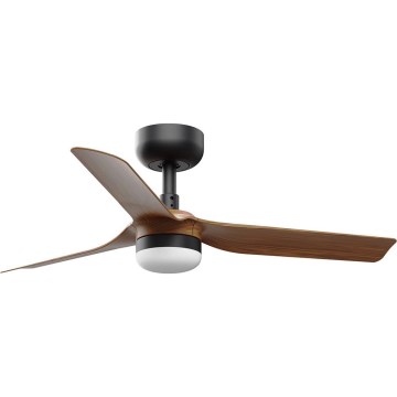 FARO 33823WT-1TW - LED prigušiva stropni ventilator MINI PUNT sa LED/10W/230V 2700/4000/6000K, braon/crna, prečnik 90 cm, Wi-Fi Tuya + daljinski upravljač