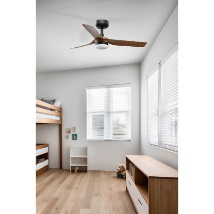 FARO 33823WT-1TW - LED prigušiva stropni ventilator MINI PUNT sa LED/10W/230V 2700/4000/6000K, braon/crna, prečnik 90 cm, Wi-Fi Tuya + daljinski upravljač