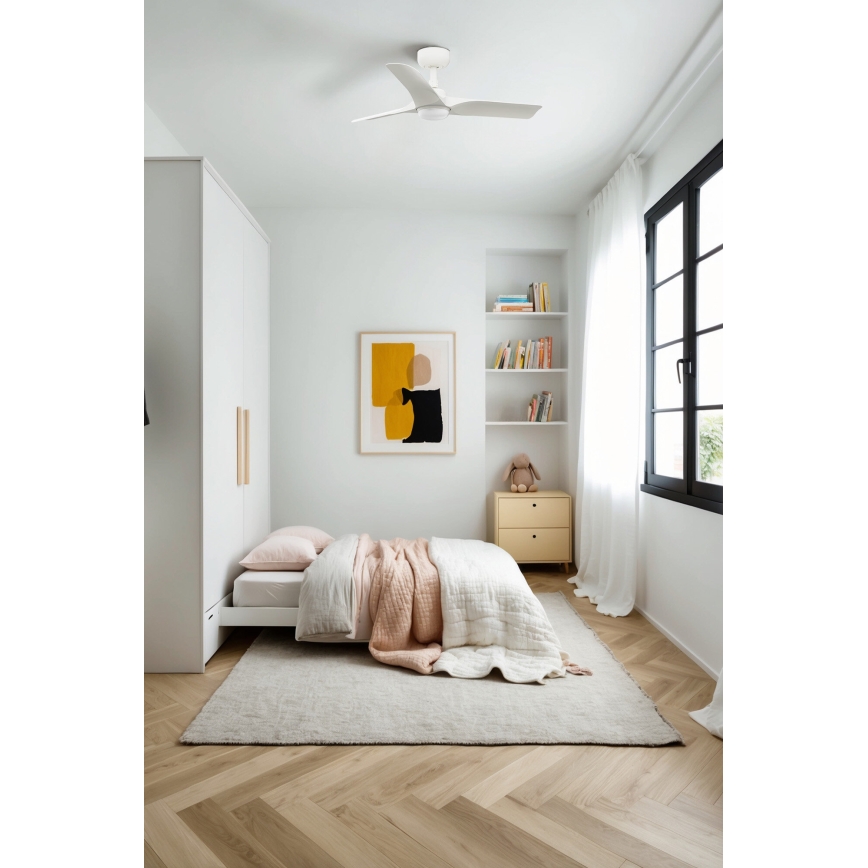 FARO 33824-1TW - LED prigušiva stropni ventilator HEY S LED/10W/230V 2700/4000/6000K bela, prečnik 90 cm + daljinski upravljač