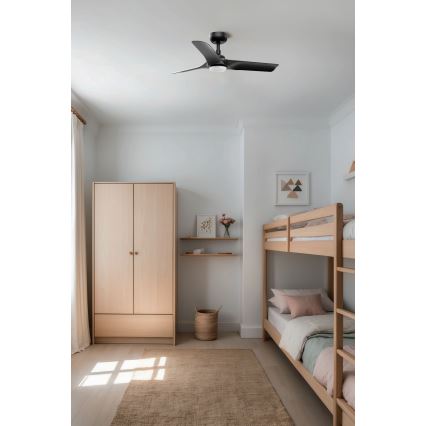 FARO 33825WT1S - LED prigušiva plafonski ventilator HEY S LED/10W/230V 2700/3000/4000K prečnik 90 cm crna Wi-Fi Tuya + daljinski upravljač