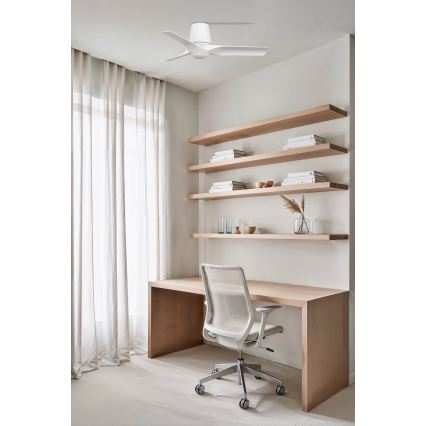 FARO 33826-1TW - LED plafonski ventilator HEY TUB sa prigušiva funkcijom, LED 10W, 230V, 2700/3000/4000K, beo, prečnik 90 cm + daljinski upravljač