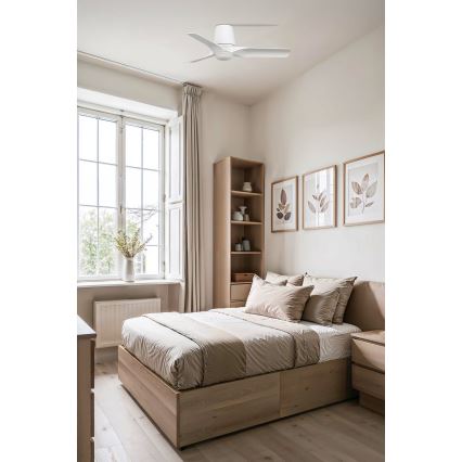 FARO 33826WT-1TW - LED prigušiva stropna lampa sa ventilatorom HEY TUB sa LED/10W/230V 2700/3000/4000K bela prečnik 90 cm Wi-Fi Tuya + daljinski upravljač