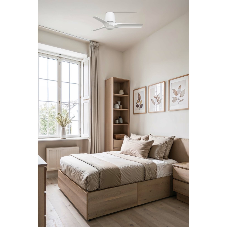 FARO 33826WT-1TW - LED prigušiva stropna lampa sa ventilatorom HEY TUB sa LED/10W/230V 2700/3000/4000K bela prečnik 90 cm Wi-Fi Tuya + daljinski upravljač