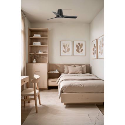 FARO 33827WT - Plafonski ventilator HEY TUB S, crne boje, prečnik 90 cm, Wi‑Fi Tuya + daljinski upravljač