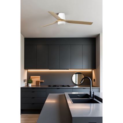 FARO 33829-1TW - Plafonski ventilator sa prigušivom LED rasvetom PUNT TUB M LED/18W/230V 3000/4200/6500K prečnik 130 cm bela/braon + daljinski upravljač